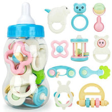 Load image into Gallery viewer, Large Baby Bottle with 10 Baby Toys - Blue

