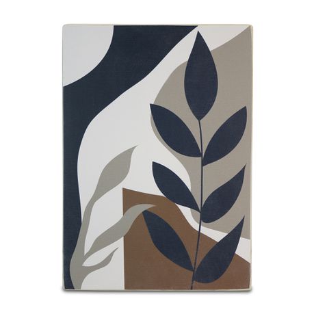 Wooden Wall Art - Abstract Leaves & Shapes - Cream - A5
