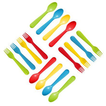 Load image into Gallery viewer, Plastic Toddler Utensils Set 8 Kids Forks and 8 Kids Spoons BPA Free
