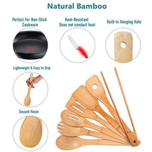 Load image into Gallery viewer, Bamboo Cooking Utensils With Holder 8 Pcs Set
