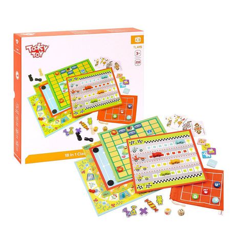 Nuovo Wooden 18 In 1 Classic Games