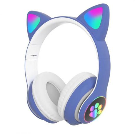 Techme VZV-23M Cat Ear LED Wireless Bluetooth Headphone - Blue Buy Online in Zimbabwe thedailysale.shop