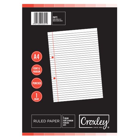 Croxley JD73 F&M Ruled Paper A4 Single Sheets Punched - 1 Ream Buy Online in Zimbabwe thedailysale.shop