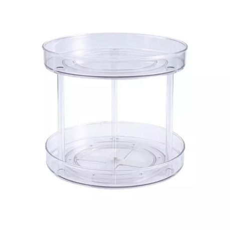(JD-YM6417) Lazy Susan 2 Tier Round Turntable Organiser Clear Acrylic Large