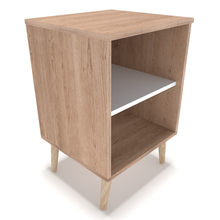 Load image into Gallery viewer, BAM! Scandi Bedside/Nightstand - Oak/ High gloss White
