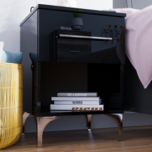 Load image into Gallery viewer, BAM! High Gloss Black One Drawer Bedside/Nightstand
