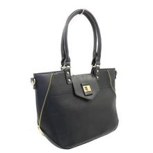 Load image into Gallery viewer, Blackcherry Side Zip Trapeze Tote-Black
