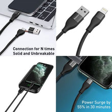 Load image into Gallery viewer, Baseus 1m - 18W 2in1 Dual Output USB Type-C/Type-A to Lightning PD Cable
