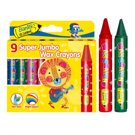 Bantex, Super Jumbo Wax Crayon 14mm, 9pc