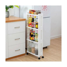 Load image into Gallery viewer, 4-Tier Storage Layer Rack Shelf With Wheels For Kitchen/Bathroom-White
