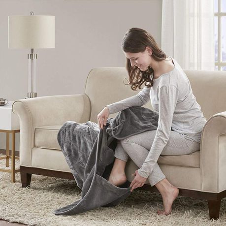 PediPocket Fleece Foot Blanket: Sewn in Foot Compartment Adult Light Grey Buy Online in Zimbabwe thedailysale.shop