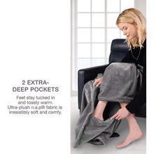Load image into Gallery viewer, PediPocket Fleece Foot Blanket: Sewn in Foot Compartment Adult Light Grey
