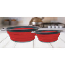 Load image into Gallery viewer, Smart Living Easy-Stack 2 Piece Collapsible Colander &amp; Strainer Set - Red
