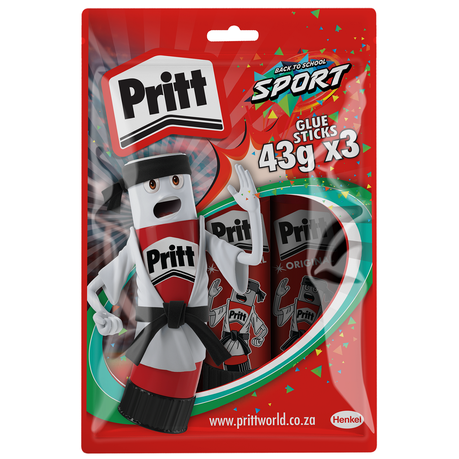 Pritt Glue Stick 43g x 3 Pack