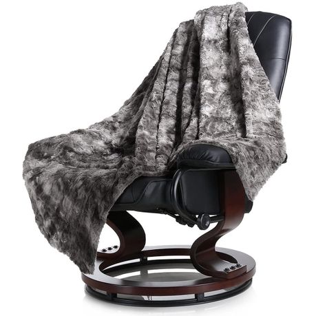 Wonder Trend Faux Fur Luxury Mink Thermal Heat Blanket Throw Charcoal Grey