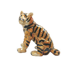 Load image into Gallery viewer, Tiger Hand-Painted Enameled Decorative Hinged Jewelry Animal Trinket Box
