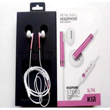 Load image into Gallery viewer, KIN K98 Metal Shell Bass Earphone with Mic - Pink
