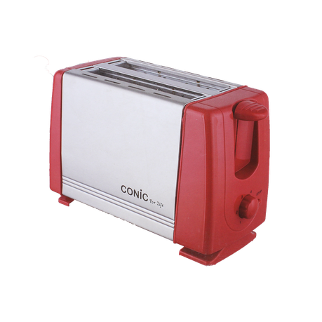 Conic 700W 6 Browning Level Retro  2 Slice Electric Toaster -Red