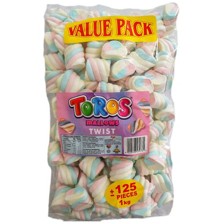 Toros - Marshmallows - Twisties - 1kg/125 Pieces