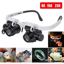 Load image into Gallery viewer, Adjustable Headband Magnifying Glass with Led Light,Lenses 8X 15X 23X -S
