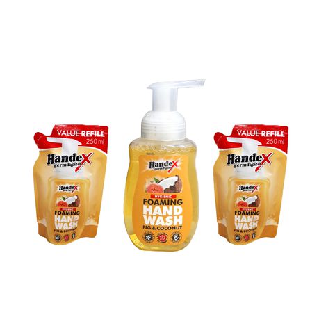 Handex Foaming Hand Wash & 2 Refill Packs - Fig & Coconut 250ml Buy Online in Zimbabwe thedailysale.shop