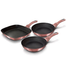 Load image into Gallery viewer, Berlinger Haus 3-Piece Marble Coating Fry &amp; Grill Pan Set - i-Rose Edition
