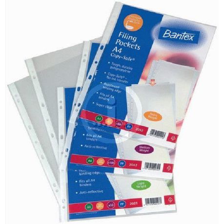 Bantex 'Copy-Safe' Punched Filing Pockets Buy Online in Zimbabwe thedailysale.shop
