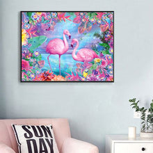 Load image into Gallery viewer, Diamond Painting DIY Kit, Round diamonds, 40x30cm- Flamingos
