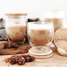 Load image into Gallery viewer, Double Walled Glasses 450 ml With Bamboo Lid , Set of 4
