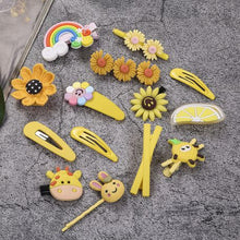 Load image into Gallery viewer, 14 Piece Baby Hair Accessories Set Cute Girls Hairpin Clips Bows Box Yellow

