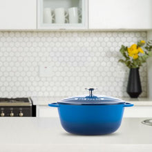 Load image into Gallery viewer, Capri 24cm Enamel Coated Blue Cast Iron Casserole
