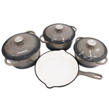 Load image into Gallery viewer, Delicate 7 Piece Cast Iron Dutch Oven Pot Pan &amp; LMA Utensils Set - Charcoal
