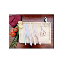Load image into Gallery viewer, Corrugated Colorful Kitchen Knife Set of 4 with Scissors &amp; Peeler
