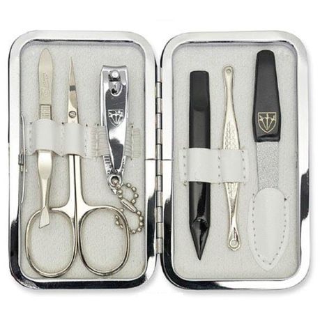 Kellermann 3 Swords Manicure Set: White Faux Leather Case 7847 MC N 6 Piece