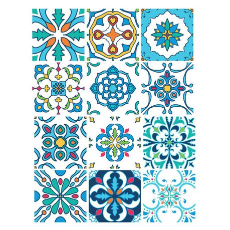Fantastick Wall Decor - 20cm Portuguese Floral Vinyl Wall Tiles