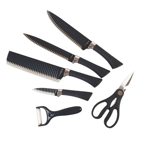 Hestia 6 Piece Non-Stick Kitchen Knife Set – Black