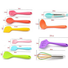 Load image into Gallery viewer, 10 Piece Colorful Non-Stick Silicone Cooking Kitchen Utensil Set
