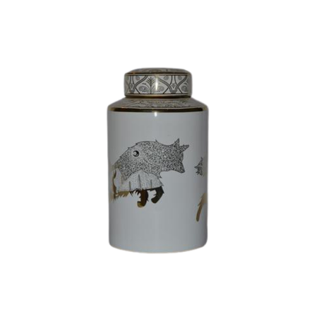 Round Jar with Gold Pattern Medium Wolf Buy Online in Zimbabwe thedailysale.shop
