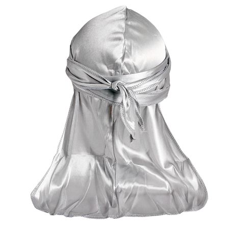 Durag Boss Silky Satin Durag with Extra Length Ties (Silver Grey) Buy Online in Zimbabwe thedailysale.shop