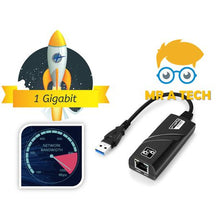 Load image into Gallery viewer, MR A TECH USB 3.0 to 10/100/1000 Mbps Gigabit Ethernet fast adapter
