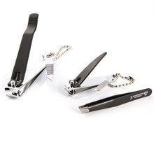 Load image into Gallery viewer, Kellermann Toenail and Nail Clippers + Tweezers in Black and Silver 3 Piece
