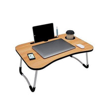 Load image into Gallery viewer, Foldable Laptop Table for Bed with Drawer Tablet &amp; Cup Holder-Brown
