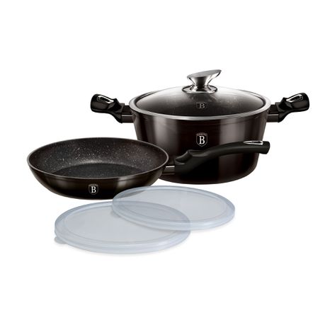 Berlinger Haus 3+2 Marble Coating Cookware Set - Shine Black Edition Buy Online in Zimbabwe thedailysale.shop