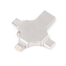 Load image into Gallery viewer, 64GB flash drive 4-in-1: C-type+iOS(lightning connector)+micro-USB+USB port
