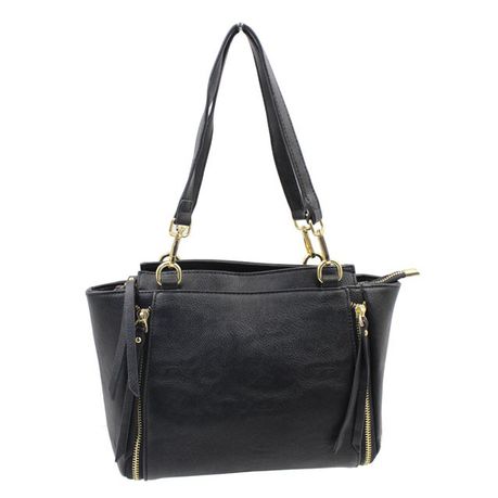 Blackcherry Multi Zip Mini Trapeze Tote-Black Buy Online in Zimbabwe thedailysale.shop