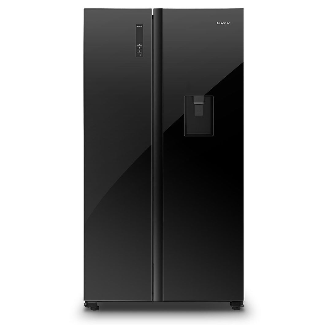 Hisense 508L Side by Side Fridge with Water Dispenser - Black Glass