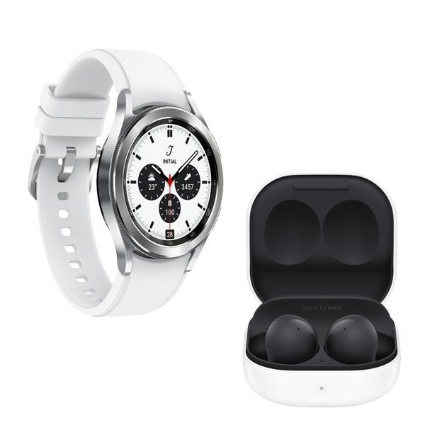 Samsung Watch 4 Classic 42mm Silver with Buds Buy Online in Zimbabwe thedailysale.shop