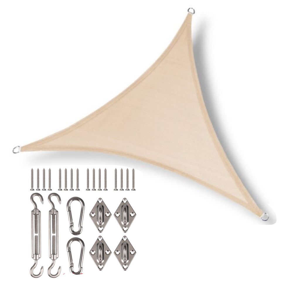 Garden Sunshade Net Triangle - Beige - 300 cm