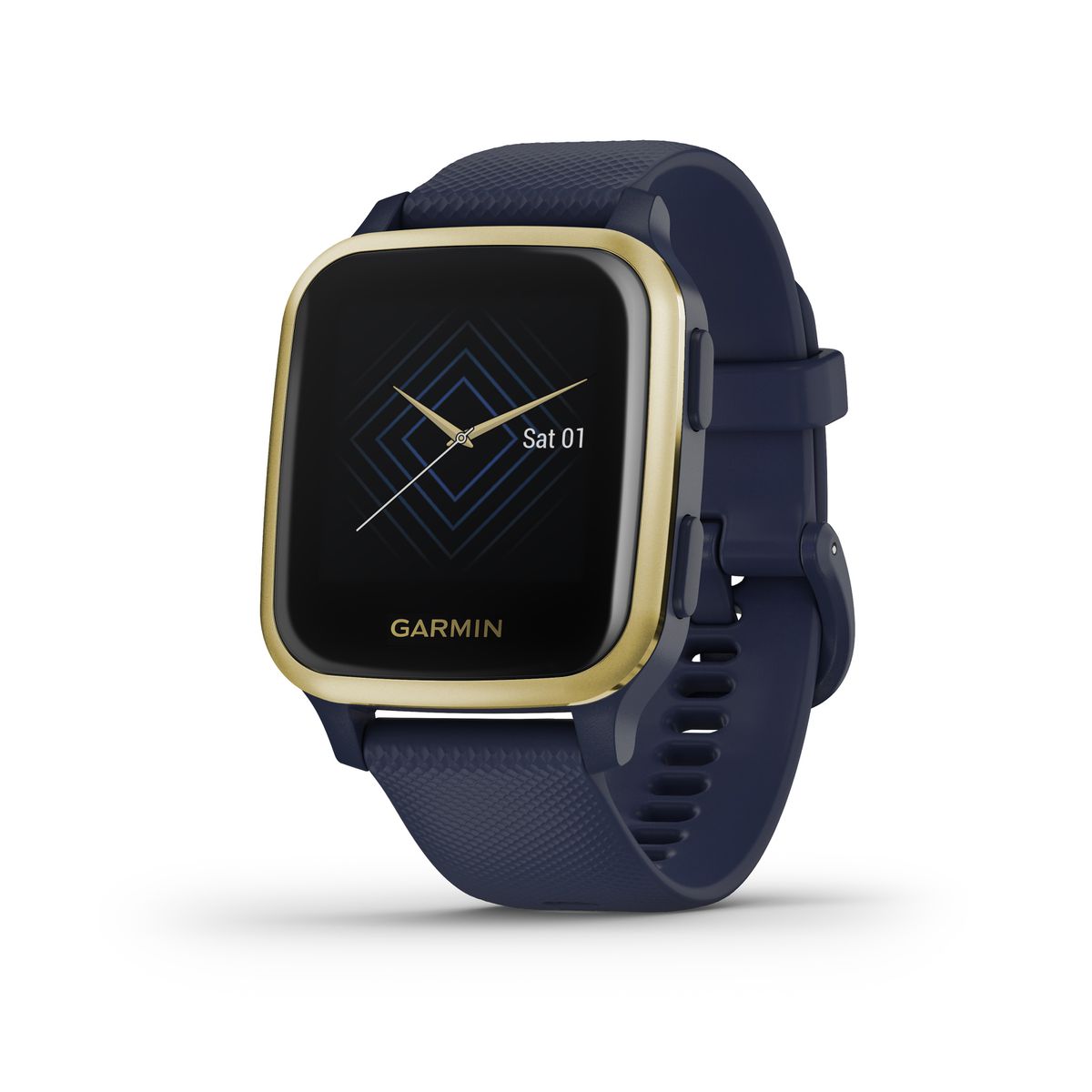 Garmin Venu Sq Music Edition - Light Gold Bezel with Navy Case and Silicone Band Buy Online in Zimbabwe thedailysale.shop