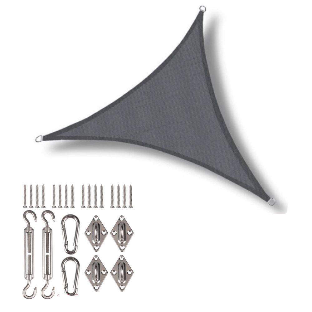 Garden Sunshade Net Triangle - Grey - 300 cm